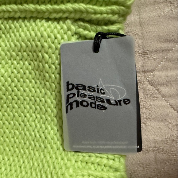 Basic Pleasure Mode Dolls Kill Atomic Knitted Sweater Hood Lime Green Y2K Grunge - Picture 4 of 4